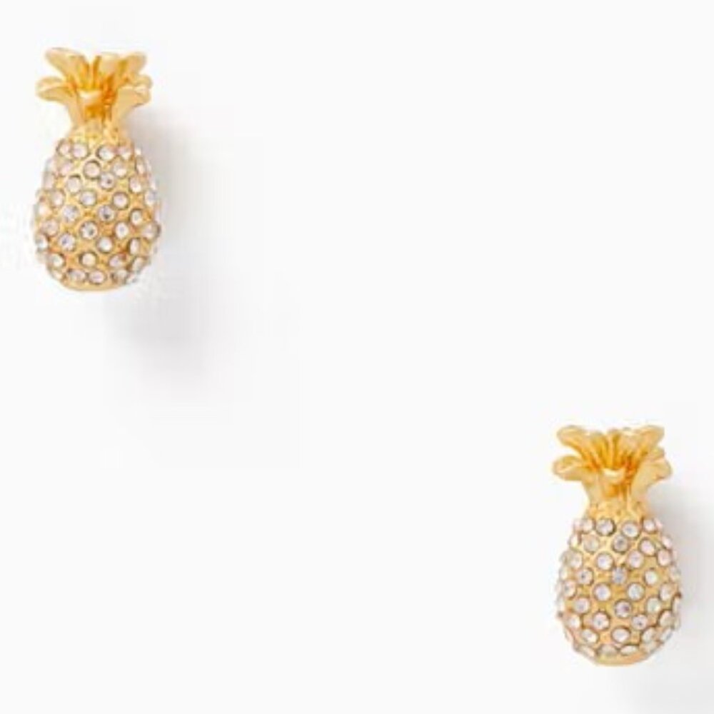 NWT kate spade  By The Pool Pave Pineapple Mini Studs with Dustbag